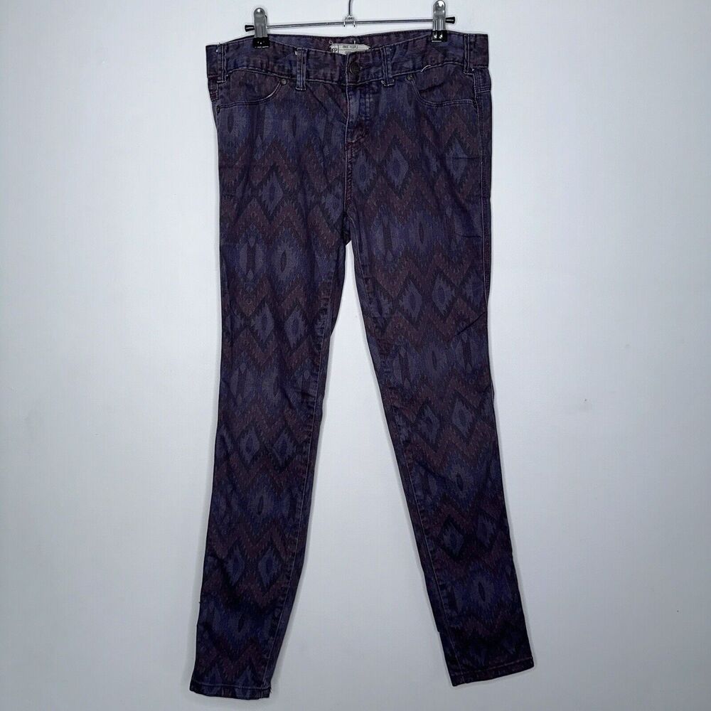 Free People Women’s Aztec Tribal Print Skinny Jeans Purple Size 29